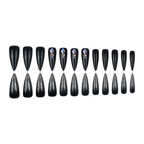 24pcs/Set Black & Pink Marble Press On Nails