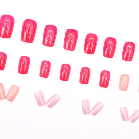 24pcs/Set Pink Chrome Press On Nails