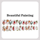 24pcs/Set Red Birds & Berries Christmas Press On Nails