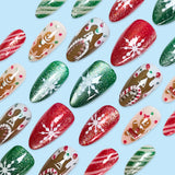 24pcs/Set Gingerbread Man & Candy Press On Nails