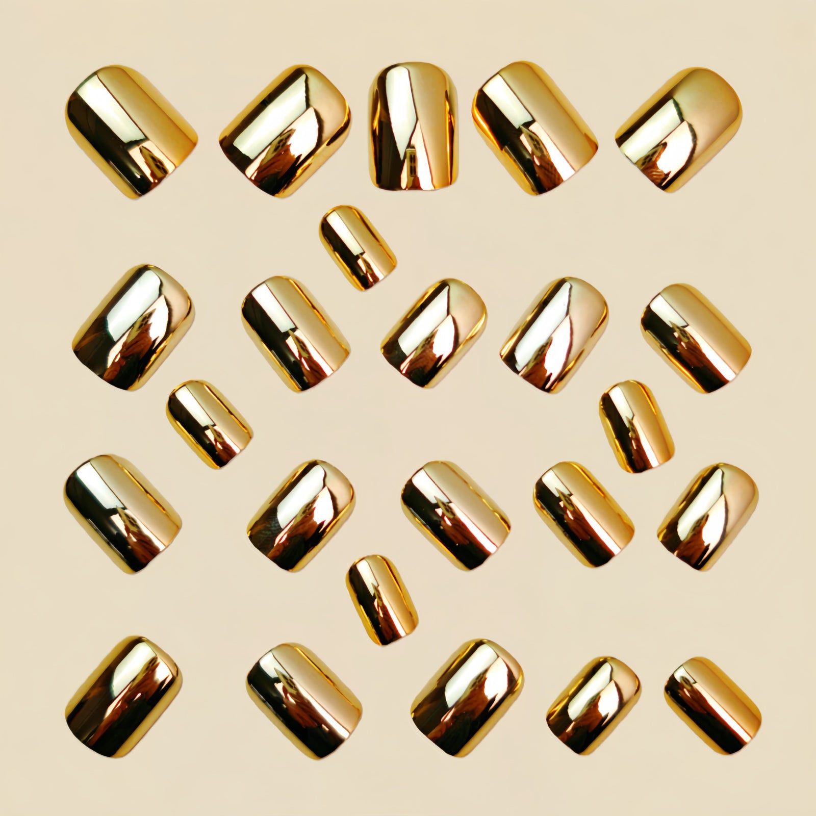 24pcs/Set Gold Chrome Press-On Nails