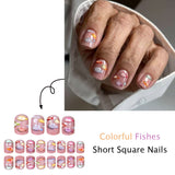 24pcs/Set 3D Watercolor Fish Press On Nails
