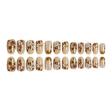 24pcs/Set Ink-Wash Maple Leaf & Bird Press On Nails