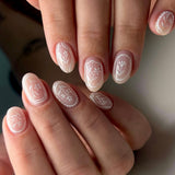 24pcs/Set Minimalist White Floral Press-On Nails