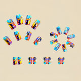 24pcs/Set Blue-Purple Abstract Vine Press-On Nails