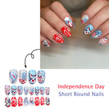 24pcs/Set Red Blue Split Color Star Letter Press-On Nails