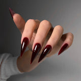 24pcs/Set Cherry Red Solid Press On Nails