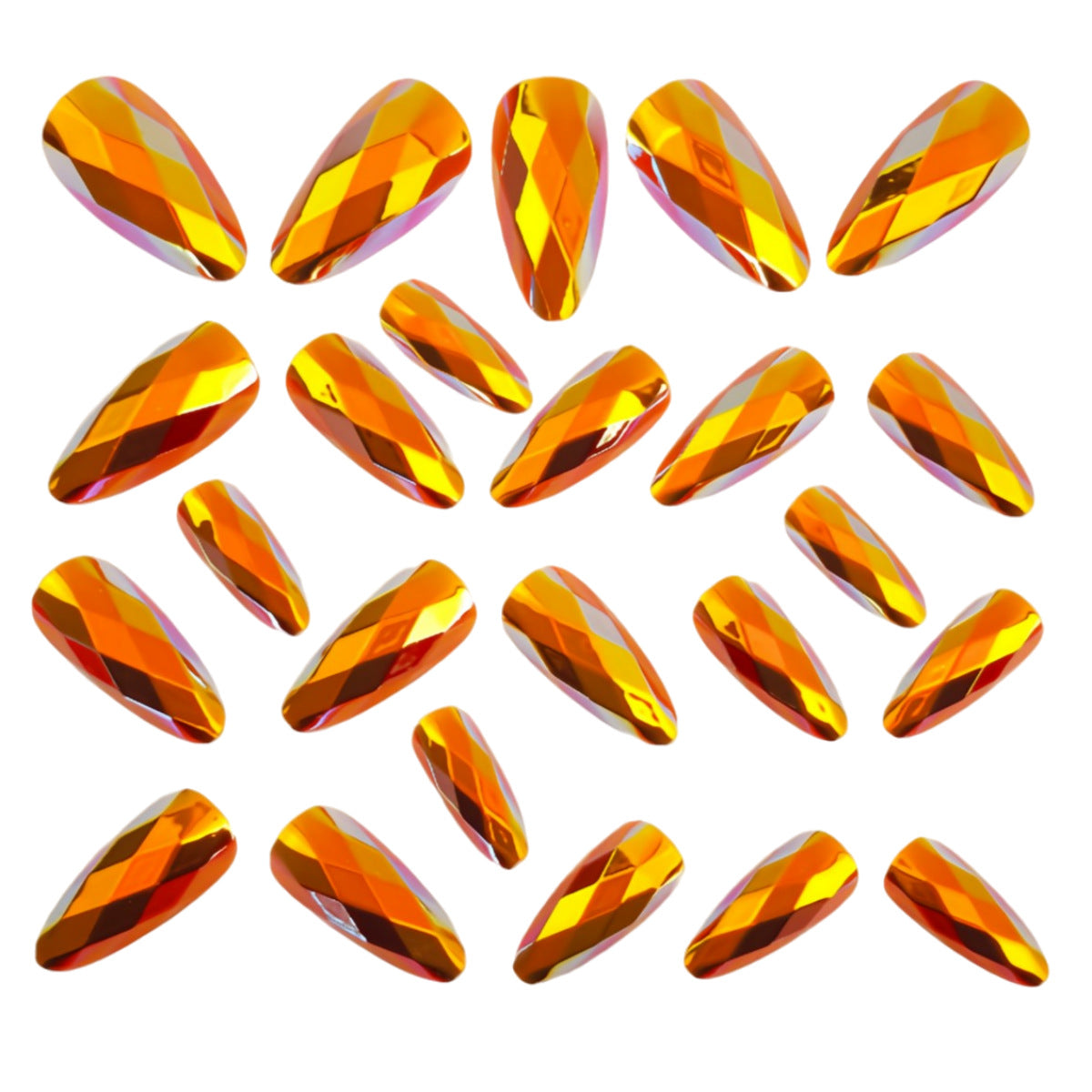 24pcs/Set Deep Gold Diamond-Shaped Chrome Press-On Nails