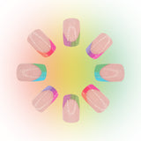 24pcs/Set Rainbow Ombre French Tip Press On Nails