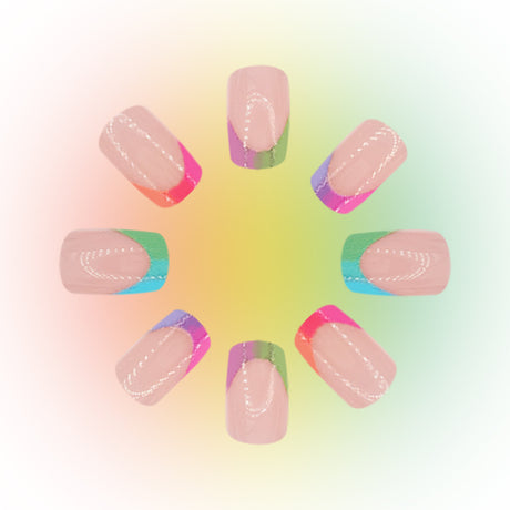 24pcs/Set Rainbow Ombre French Tip Press On Nails