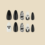 24pcs/Set Black & White Mummy Ghost Press On Nails