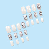 24pcs/Set White Cat Press On Nails