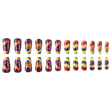 24pcs/Set Rainbow Wave Pumpkin Bat Press On Nails