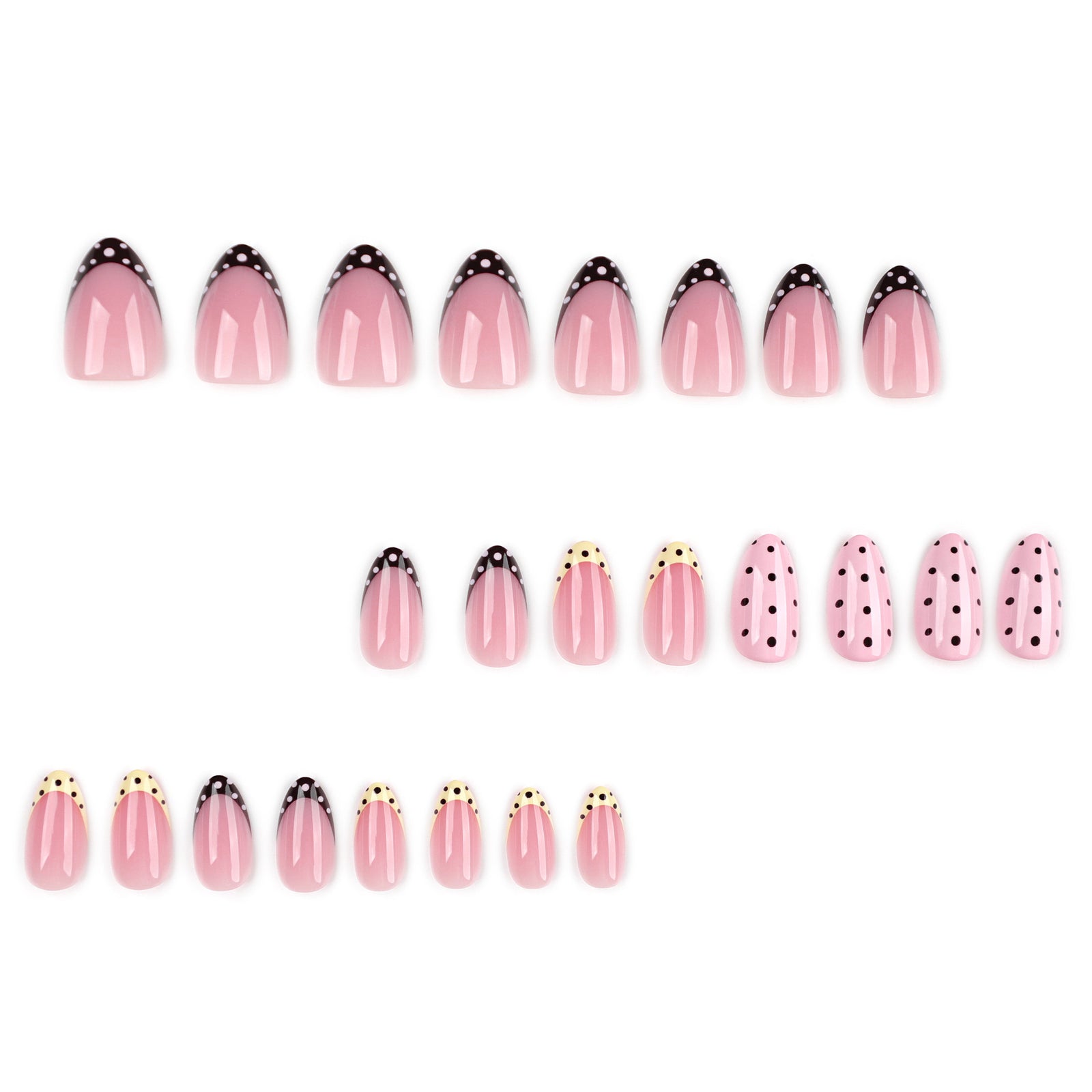 24pcs/Set Color-Block Polka Dots Press-On Nails