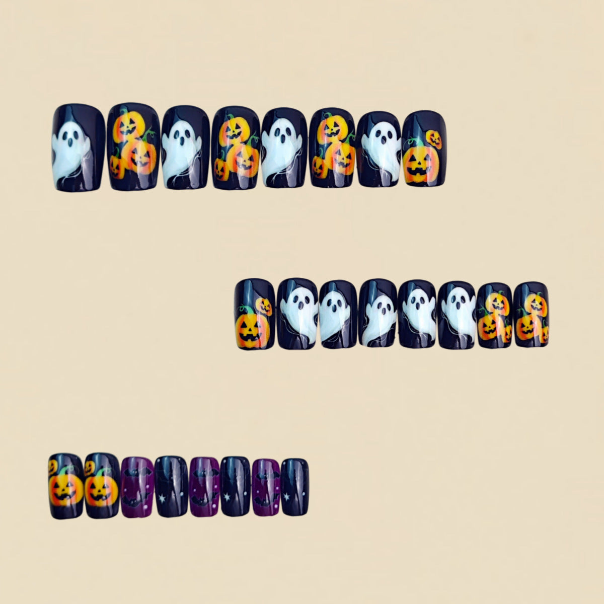 24pcs/Set Ghost Pumpkin Bat Press-On Nails