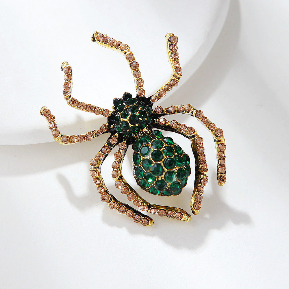 Black Rhinestone Spider Brooch