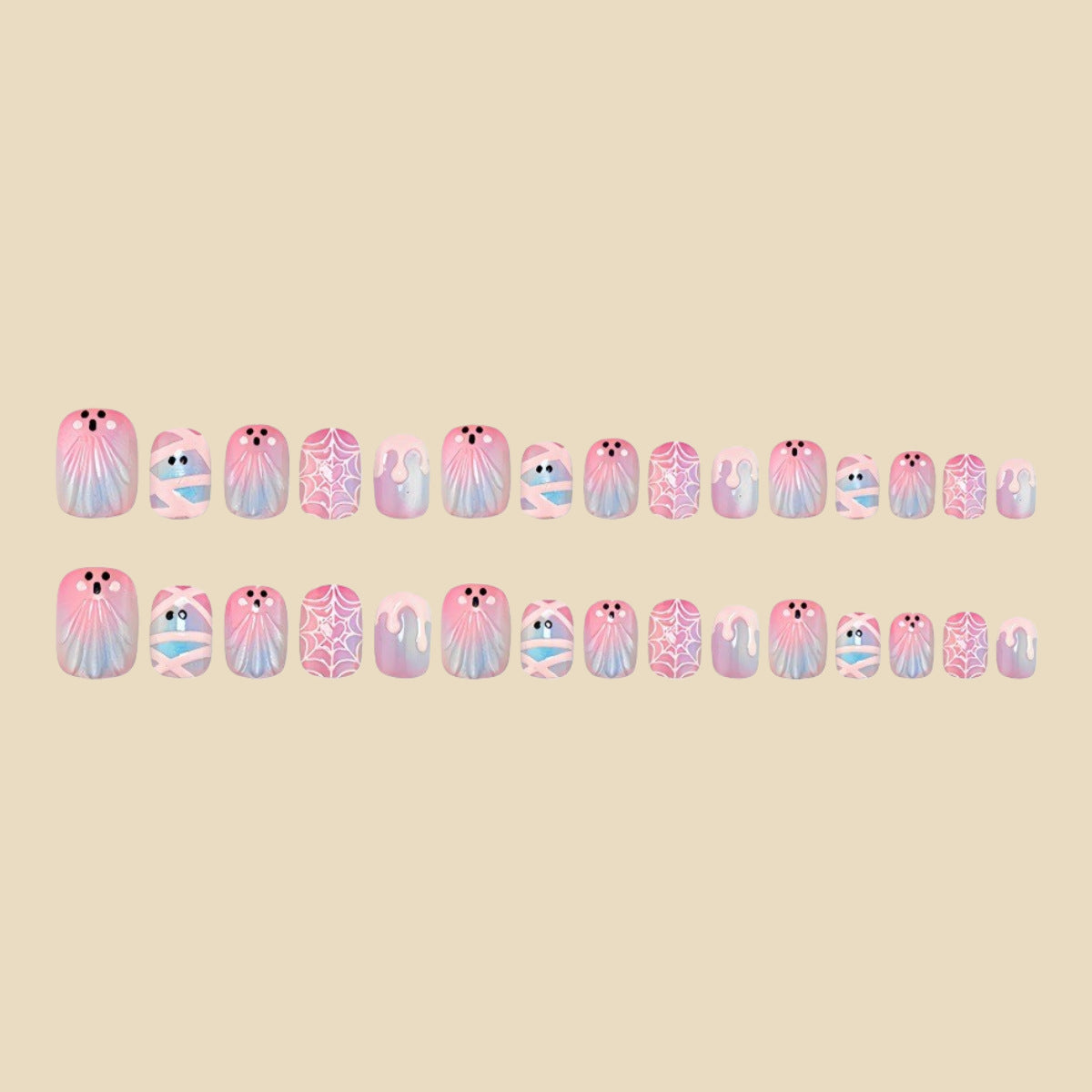 30pcs/Set 3D Ghost Press On Nails