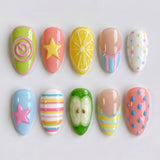24pcs/Set Lemon Apple Star Press On Nails