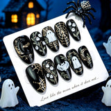 30pcs/Set Dark 3D Ghost Press On Nails