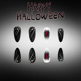 24pcs/Set Black Spider Web Spider Press-On Nails