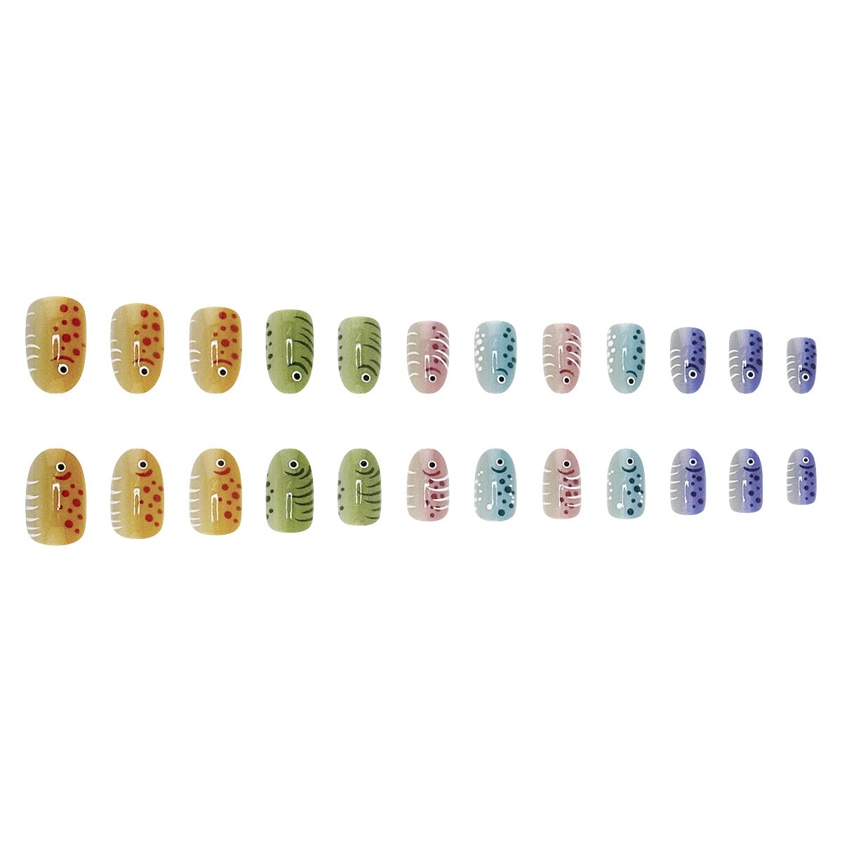 24pcs/Set Colorful Gradient Fish Cat Eye Press-On Nails