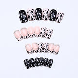 24pcs/Set French Tip Cow Print Press-On Nails