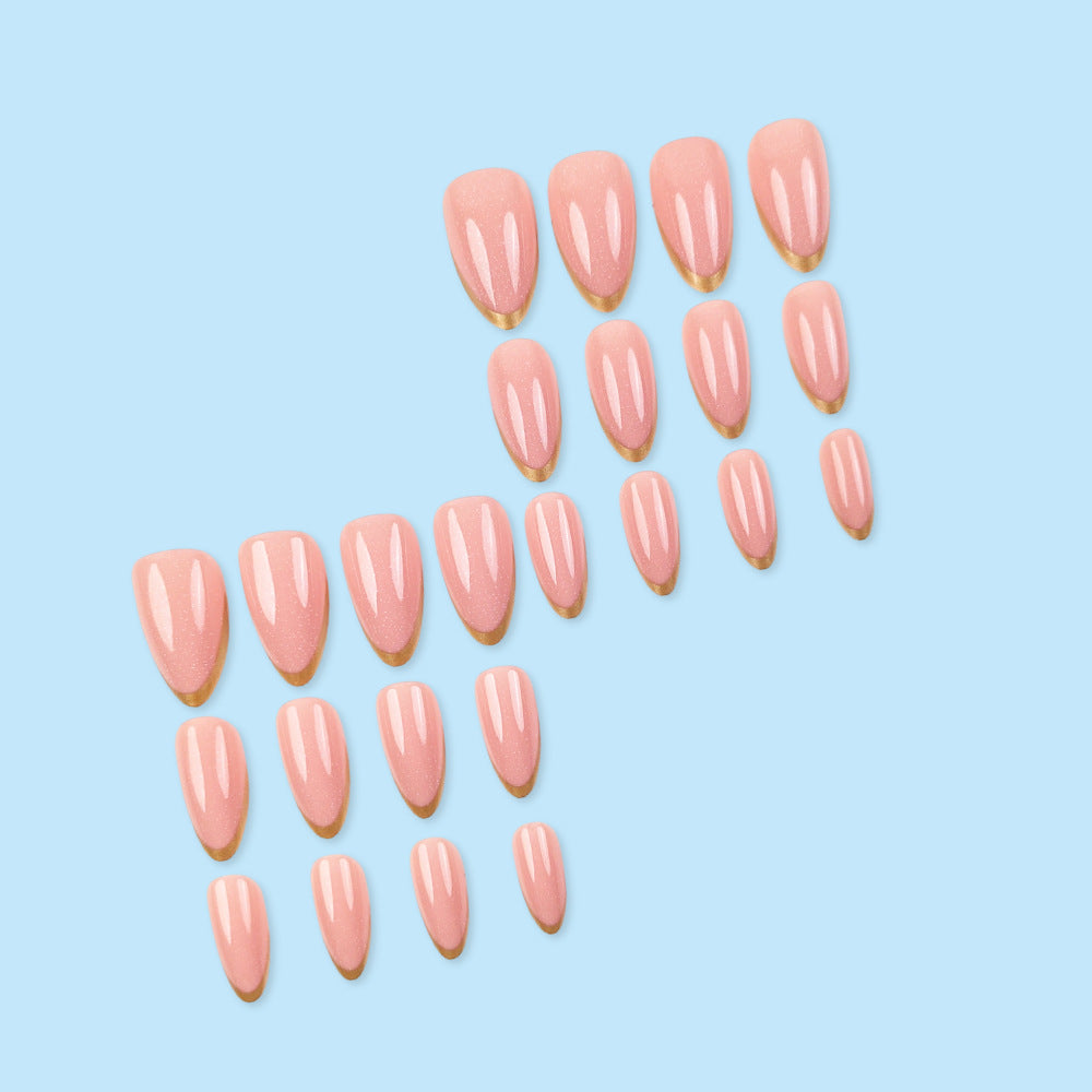 24pcs/Set Gold French Tips Press-On Nails