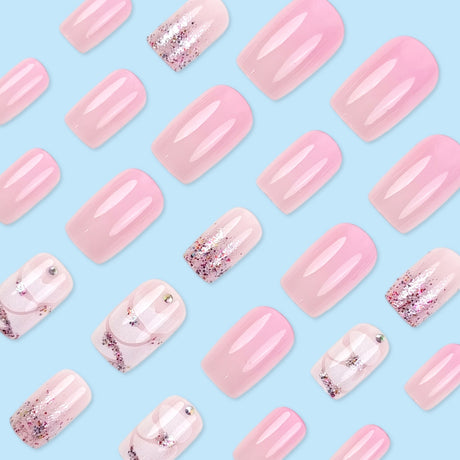 24pcs/Set Pink Sakura Ombre Press-On Nails