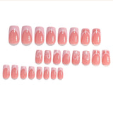 24pcs/Set Pink French Tips with Hearts Press-On Nails