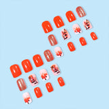 24pcs/Set Autumn Orange & Pink Fox Branches Press On Nails