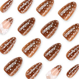 24pcs/Set Polka Dot French with Bows Press On Nails