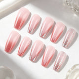 24pcs/Set Silver Glitter Press-On Nails