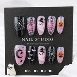 24pcs/Set Pink Spider & Bat Press-On Nails