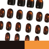 24pcs/Set Brown Cat Eye Press On Nails