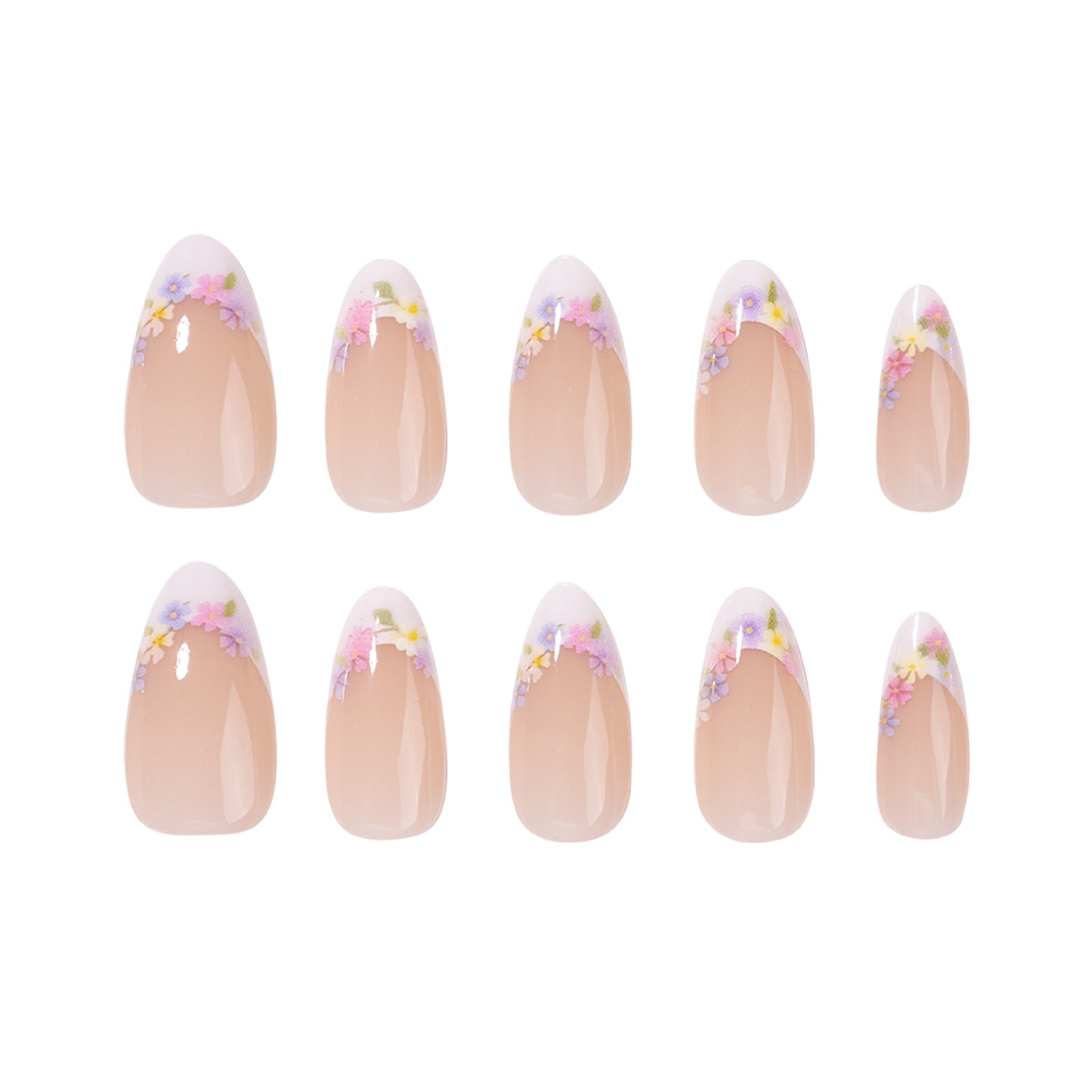 24pcs/Set Colorful Floral French Tipss Press-On Nails