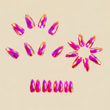 24pcs/Set Pink Diamond-Shaped Chrome Press-On Nails