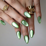 24pcs/Set Green Cat Eye Press On Nails