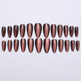 24pcs/Set Light Brown Cat Eye Press-On Nails
