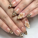 24pcs/Set Gradient Leopard Cat-Eye French Floral Press-On Nails