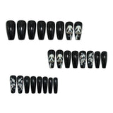 24pcs/Set Black Panda & Floral Press-On Nails