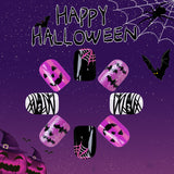 24pcs/Set Spooky Faces, Bats & Spiderwebs Press-On Nails