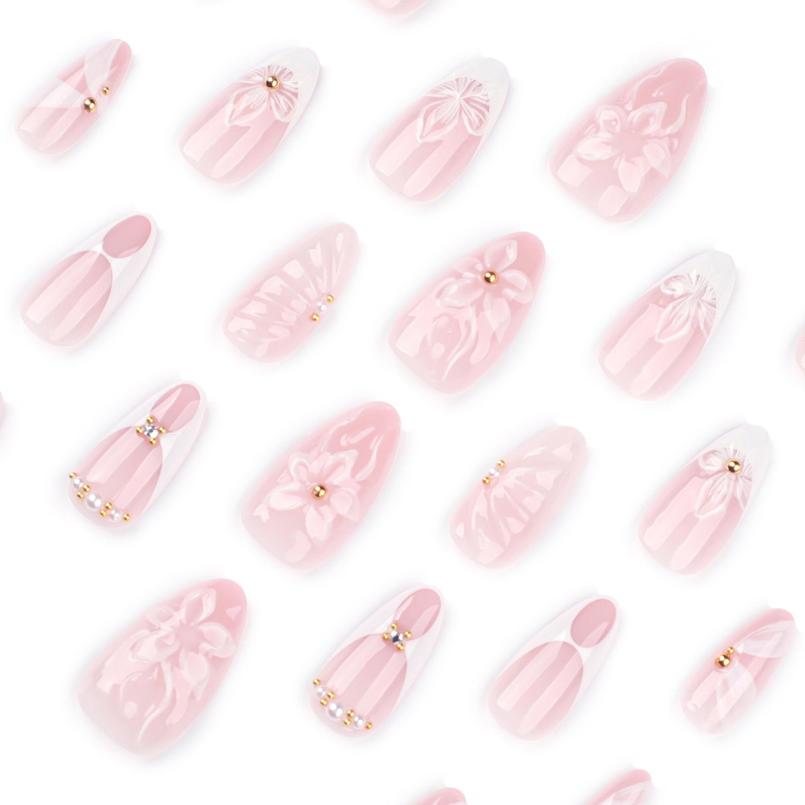 24pcs/Set 3D Floral Press On Nails