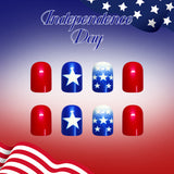 24pcs/Set Blue Gradient French Tips with Stars Press-On Nails