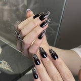 30pcs/Set Black & Gray Snake Print Gradient Press-On Nails