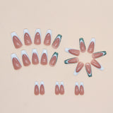 24pcs/Set Light Blue French Press-On Nails