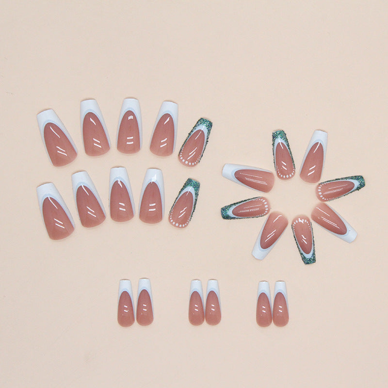 24pcs/Set Light Blue French Press-On Nails