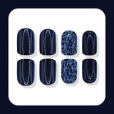 24pcs/Set Deep Blue Leopard Press On Nails