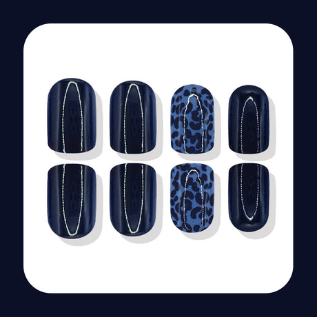 24pcs/Set Deep Blue Leopard Press On Nails