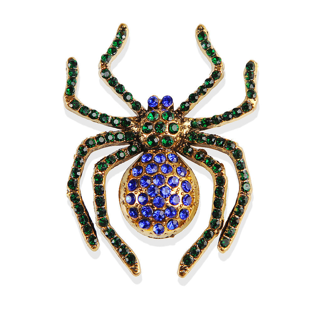 Black Rhinestone Spider Brooch