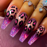 24pcs/Set Purple Leopard Press On Nails